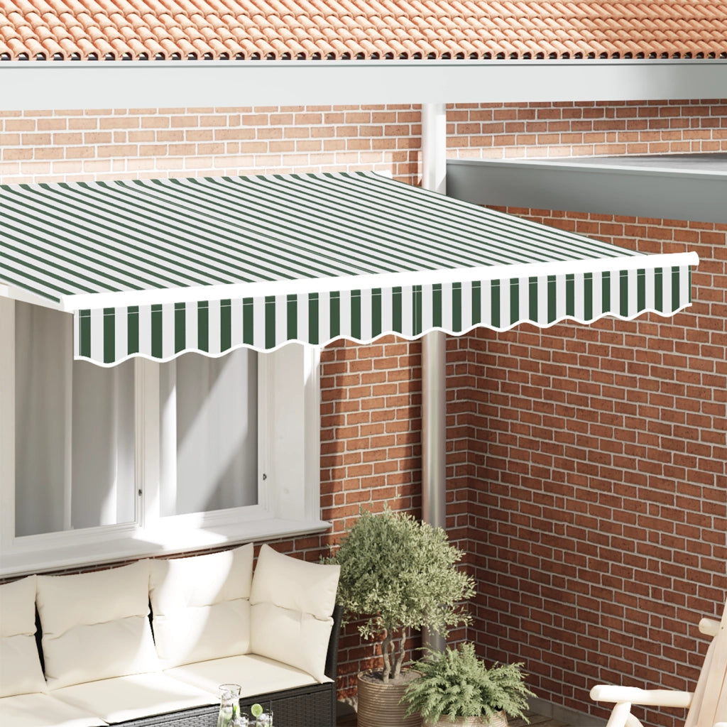 Tenda da sole per telaio da 3,5 m Verde e Bianco 3,3x0,2 m
