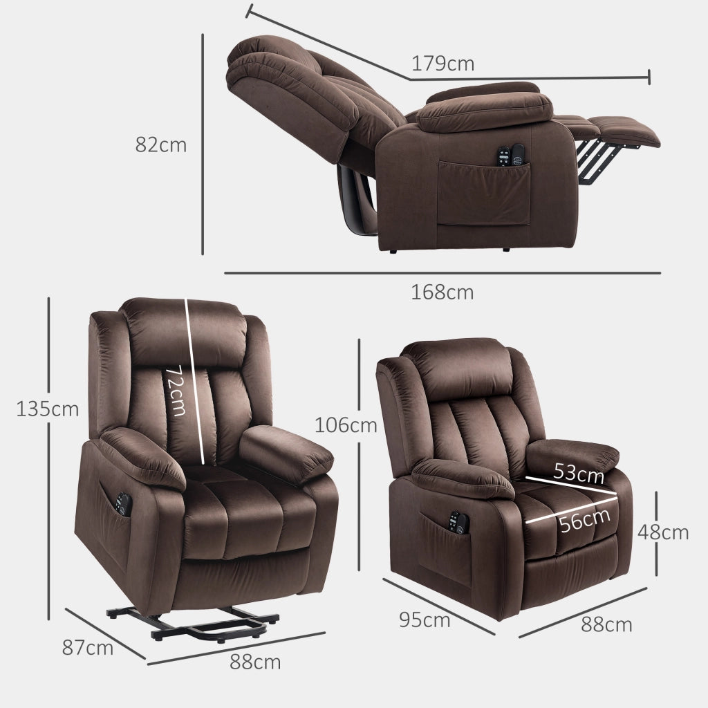 POLTRONA RELAX ELETTRICA 88x95x106 cm Marrone con massaggio e riscaldamento