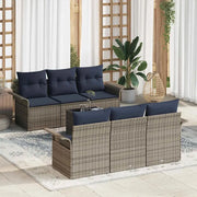Set Divano da Giardino con cuscino 7 pcs Grigio polyrattan 3345255