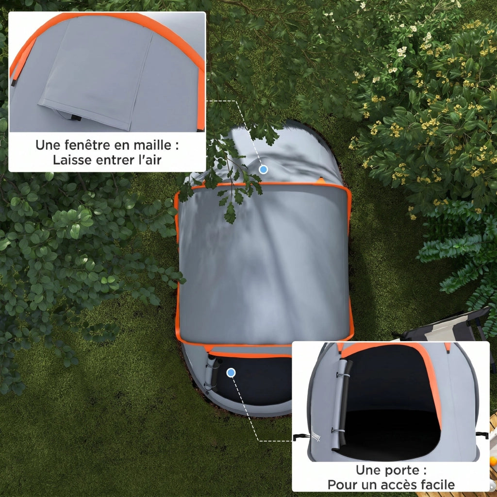 Tenda da campeggio pop up 2-3 persone con borsa ¨C zephmum ¨C 245x148x105 cm grigio