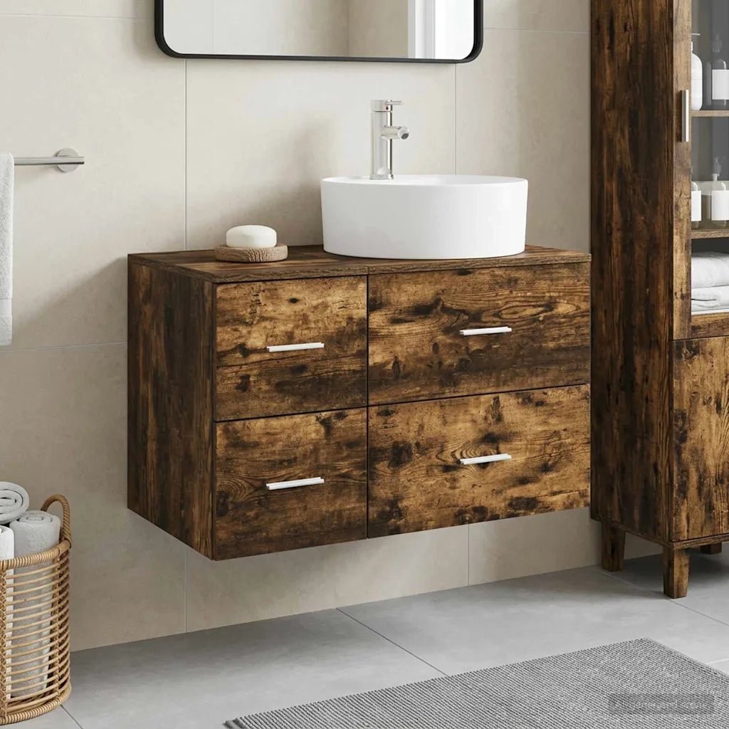 Set di mobili per il bagno 2 pz Rovere Fumo 3403988