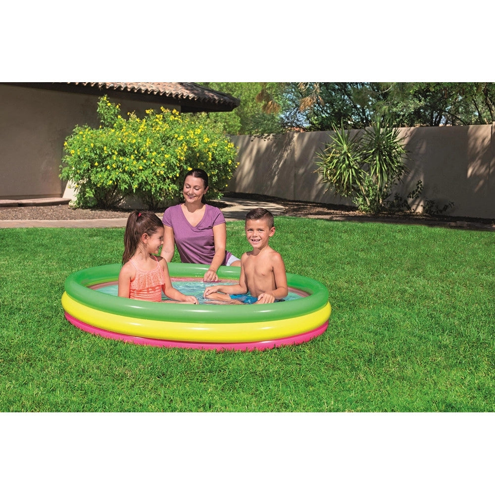 Trade Shop - Piscina Gonfiabile Arcobaleno A 3 Anelli Colorati 152 X 30 Cm Fuori Terra 51103 -