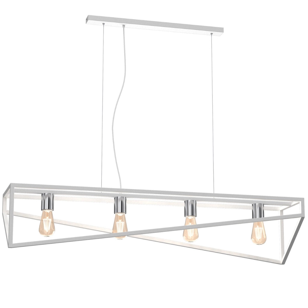 Lampadario industriale metallo bianco/cromo Gote 4xE27 Luminex