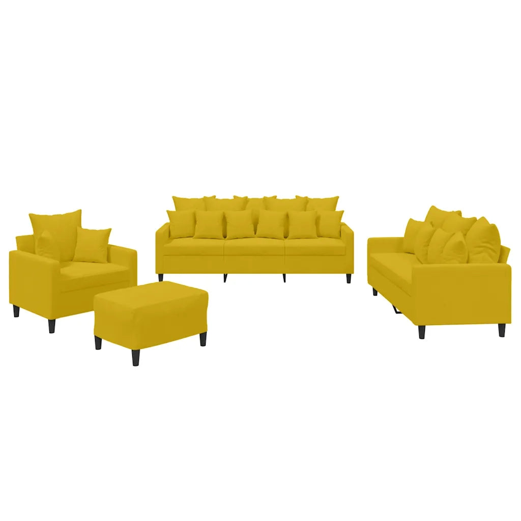 Set di Divani 4 pz con Cuscini giallo in Vellutocod mxl 82546