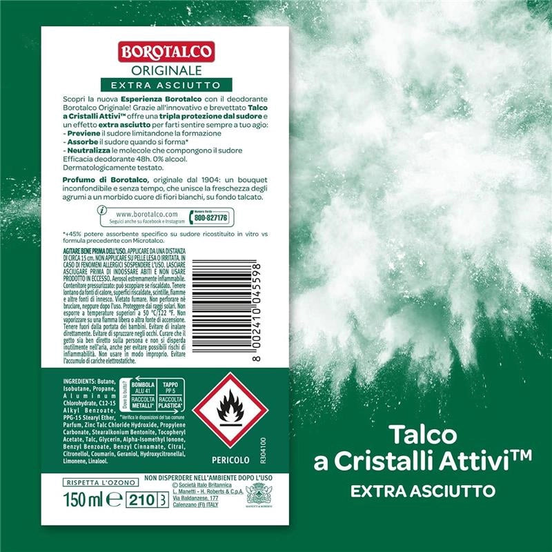 BOROTALCO DEO SPRAY 150 ML NEW ORIGINAL + ASCIUTTO PROFUMO DI BOROTALCO