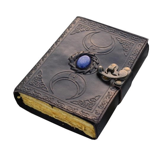 Diario - Diario con Chiusura a Chiave in Cristallo Nero con Tre Fasi Libro delle Ombre Carta Antica con Borchio Libro di Schizzi con Formule di Magia Geometria Sacra