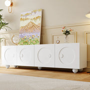 OKWISH Mobile TV con Ante Multiple e Vani Chiusi, Stile Moderno, per Soggiorno, MDF, Bianco, 180,5 x 38 x 50 cm