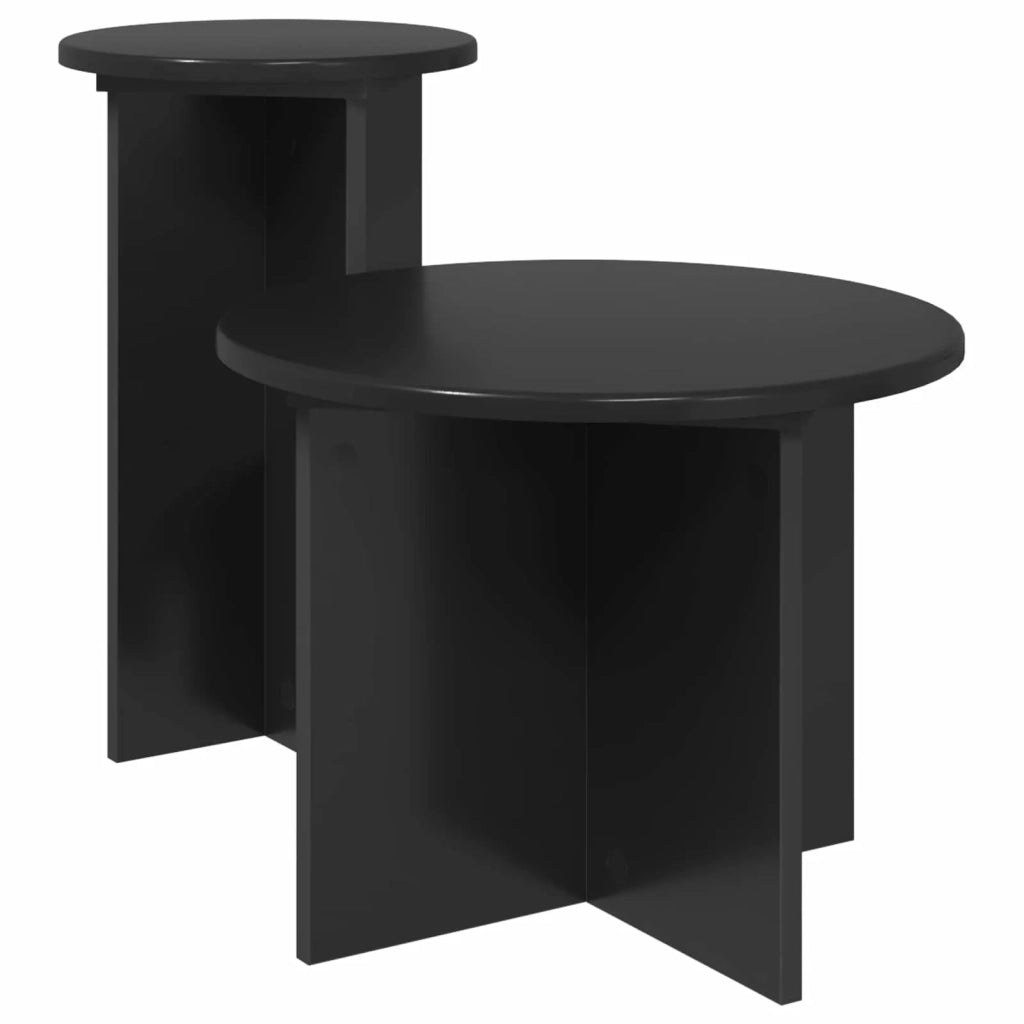 Set tavolini 2 pcs Rovere Nero Legno ingegnerizzato