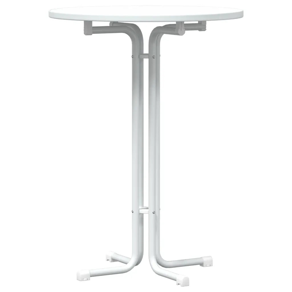 Tavolo da Pranzo Bianco Ã˜80x110 cm Legno Multistrato e Acciaio