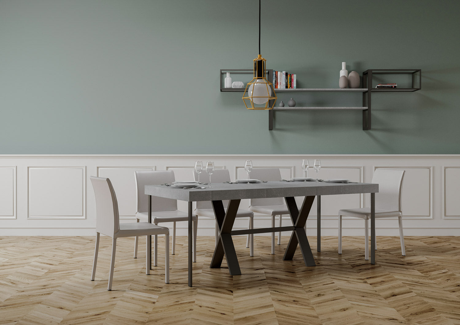 Consolle Allungabile 90-300x40x77 cm in Nobilitato Grigio