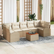 Set Divano da Giardino con cuscino 8 pcs Beige polyrattan 3347547