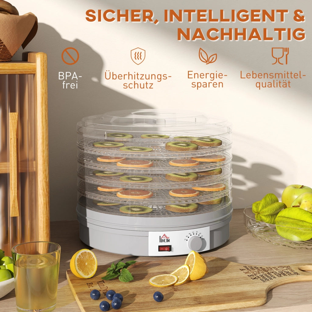 Essiccatore Alimentare 5 Ripiani ¨C zephmum ¨C Grigio 245W