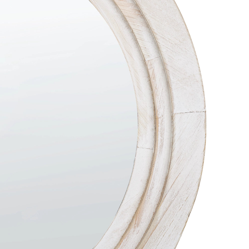 Specchio da parete MDF bianco sporco ø 60 cm Rotondo Decorativo Fatto a mano Pezzo d'arredo Stile scandinavo