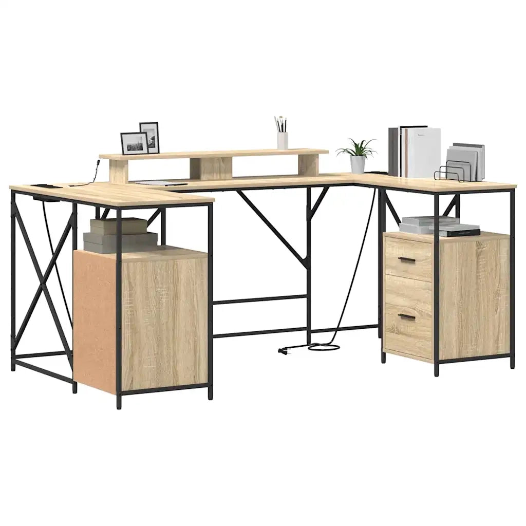 vidaXL Scrivania rovere sonoma 182 x 101 x 87.5 cm Legno multistrato