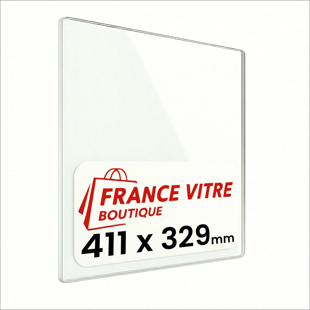 411 x 329 x 4 mm - Vetro per stufa a legna - vetro camino di ricambio - vetro per caminetto resistente al fuoco - France Vitre