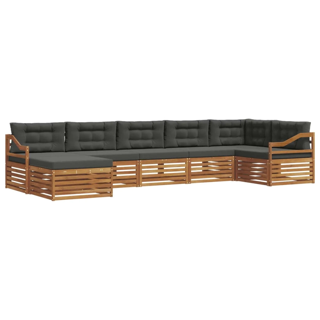 Set di divani da esterno con cuscino 7 pcs Naturale e Antracite