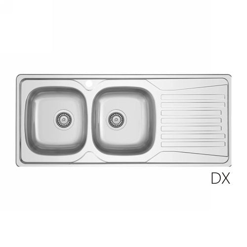 Lavello appoggio in acciaio inox 116x50 gocciolatoio DX  - Cromo