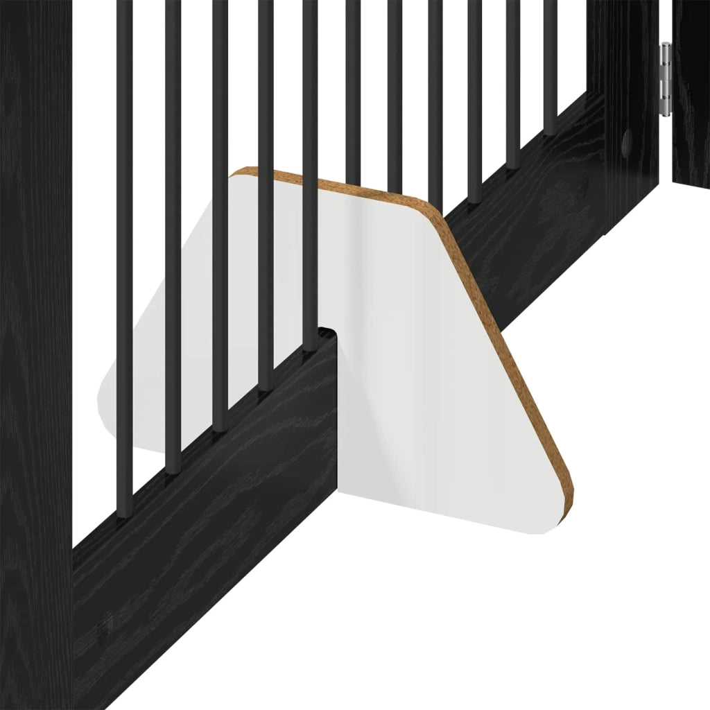 Cancello per cani con supporti 4 pz Rovere Nero 100 x 60 cm CFW6725593
