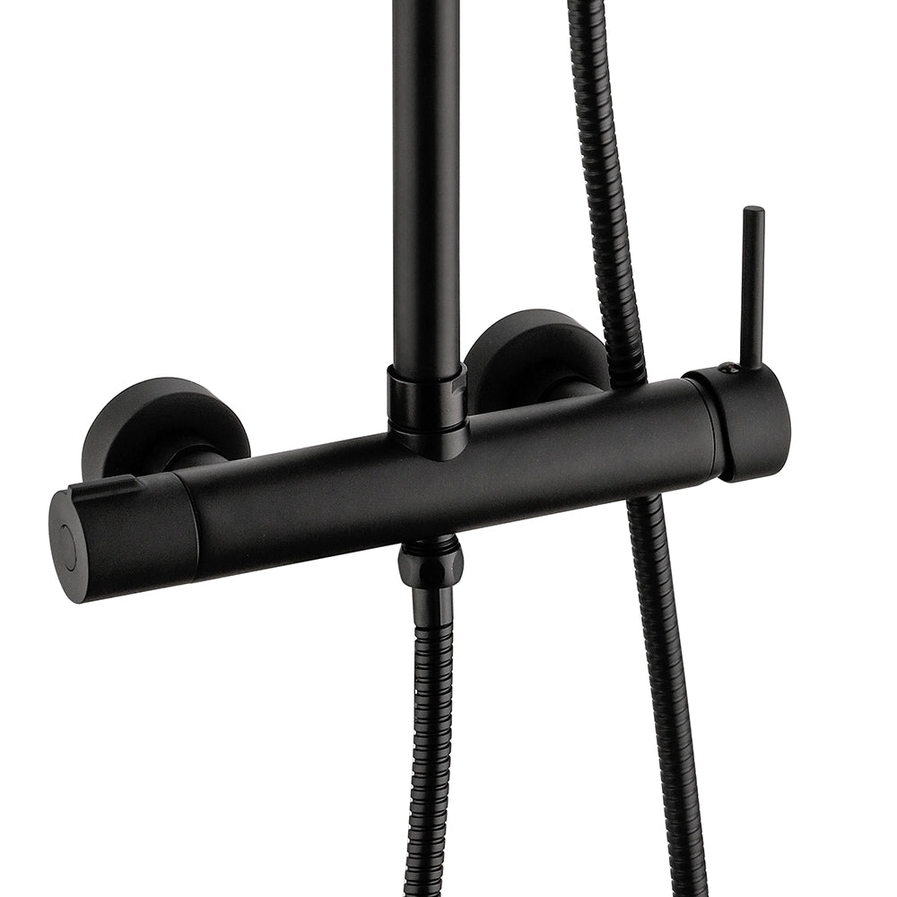 Colonna doccia regolabile H 115 in acciaio inox nero opaco soffione 22,5 cm
