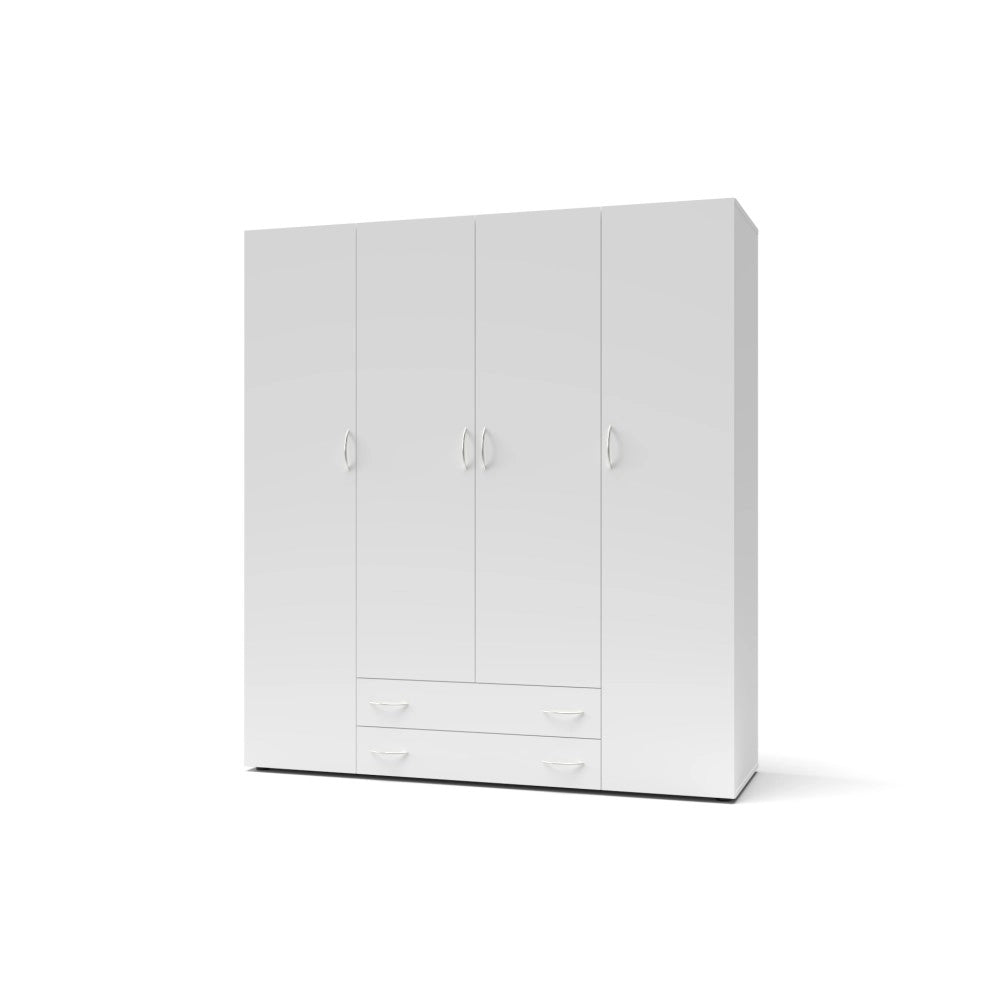 Armadio 4 ante e 2 cassetti Seba4 160x51,6x177h colore bianco
