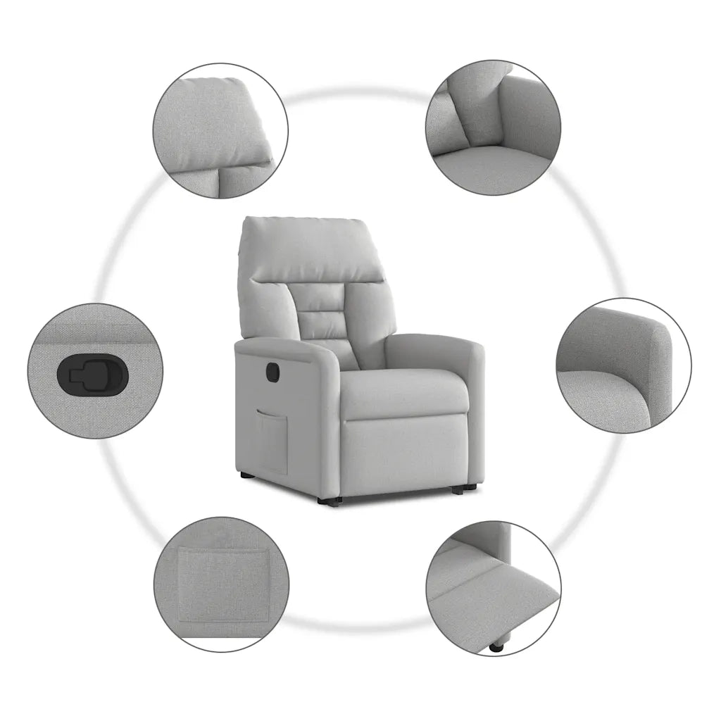 Poltrona Alzapersona Reclinabile Grigio Nuvola in Tessuto 3303041