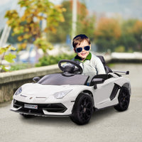 Macchina Elettrica per Bambini 12V con Licenza Lamborghini Aventador SVJ Roadster Bianco