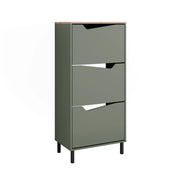 Vicco Scarpiera da ingresso Verde/Artigianale 60 x 129.5 cm con 3 scomparti