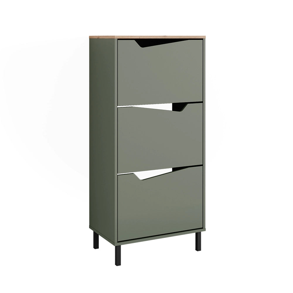 Vicco Scarpiera da ingresso Verde/Artigianale 60 x 129.5 cm con 3 scomparti