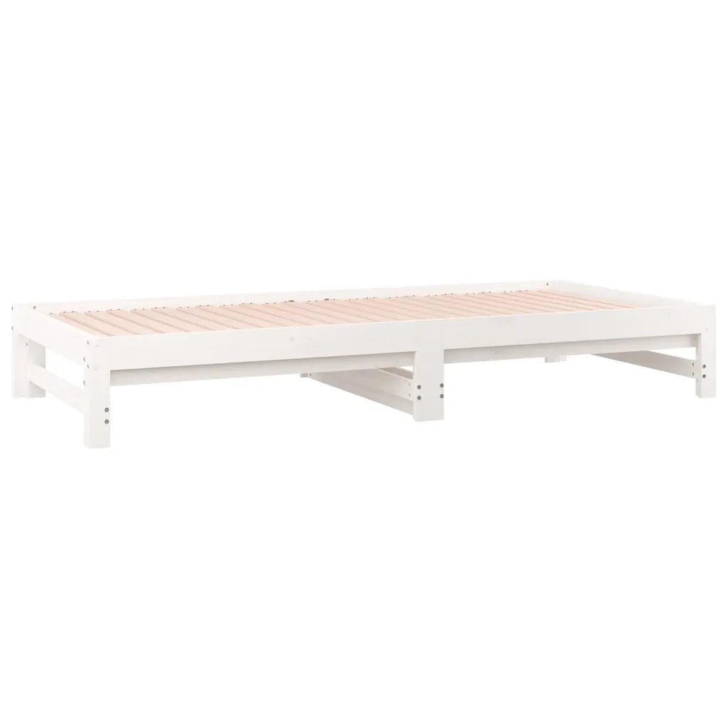 Letto singolo | Letto per adulti | Dormeuse Estraibile Bianca 2x(90x200) cm Legno Massello di Pino