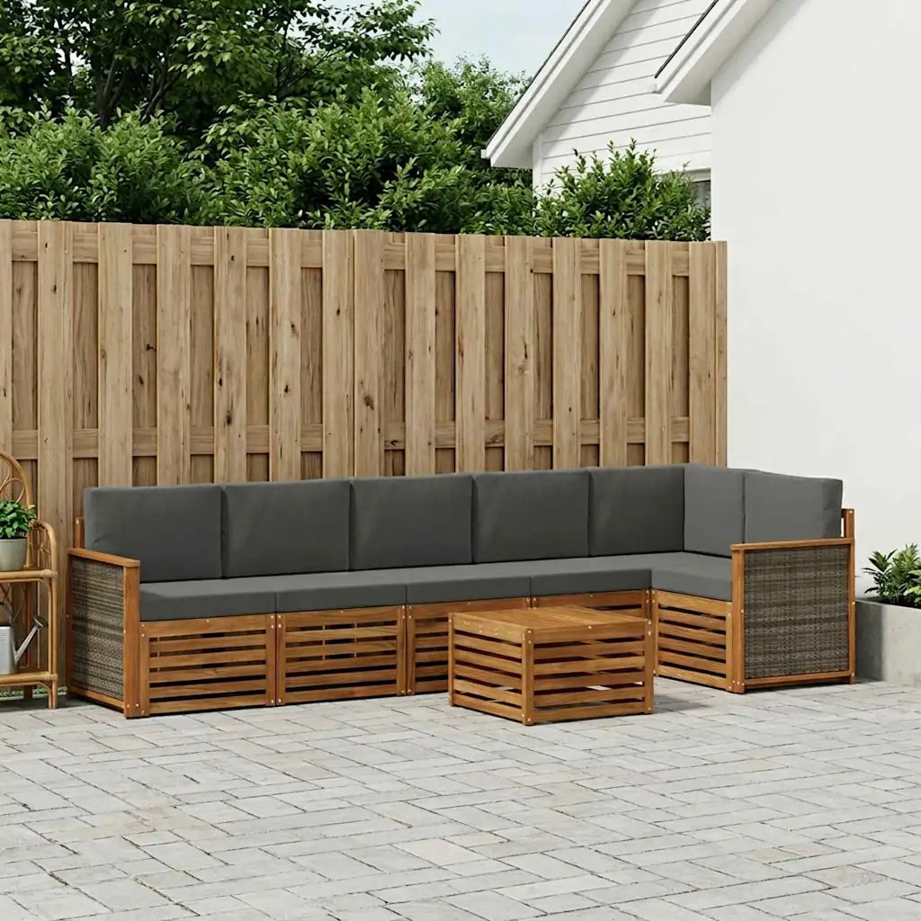 Set divano sezionale con cuscino 6 pcs Naturale e Antracite 3384438