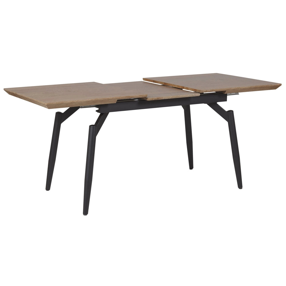 Tavolo da pranzo allungabile con piano in MDF in legno scuro con gambe nere in metallo Tavolo da cucina moderno