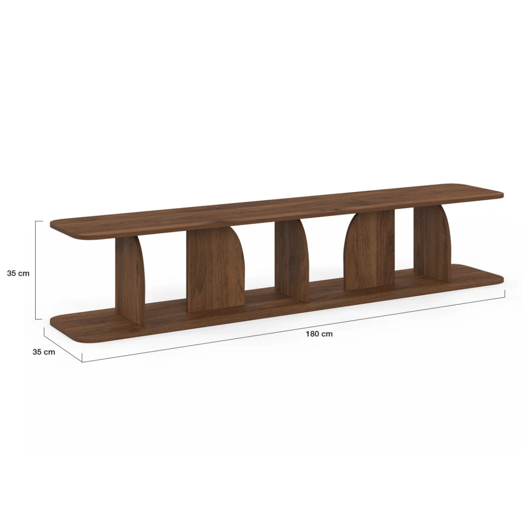IDMarket - Mobile TV da 180 cm in stile Japandi EDITH, in legno effetto noce