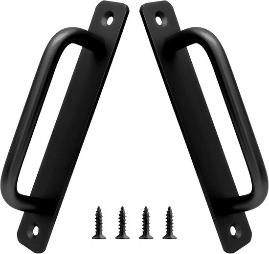 Set di maniglie in alluminio per porte scorrevoli, 128 mm/5" foro centrale, maniglie per porte interne con piastra per cucina, armadi, bagno, lunghezza 5,9" (nero)