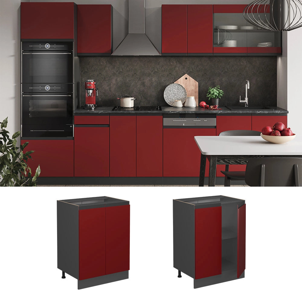 Vicco Mobiletto base cucina Rosso 60 cm , PL Rovere