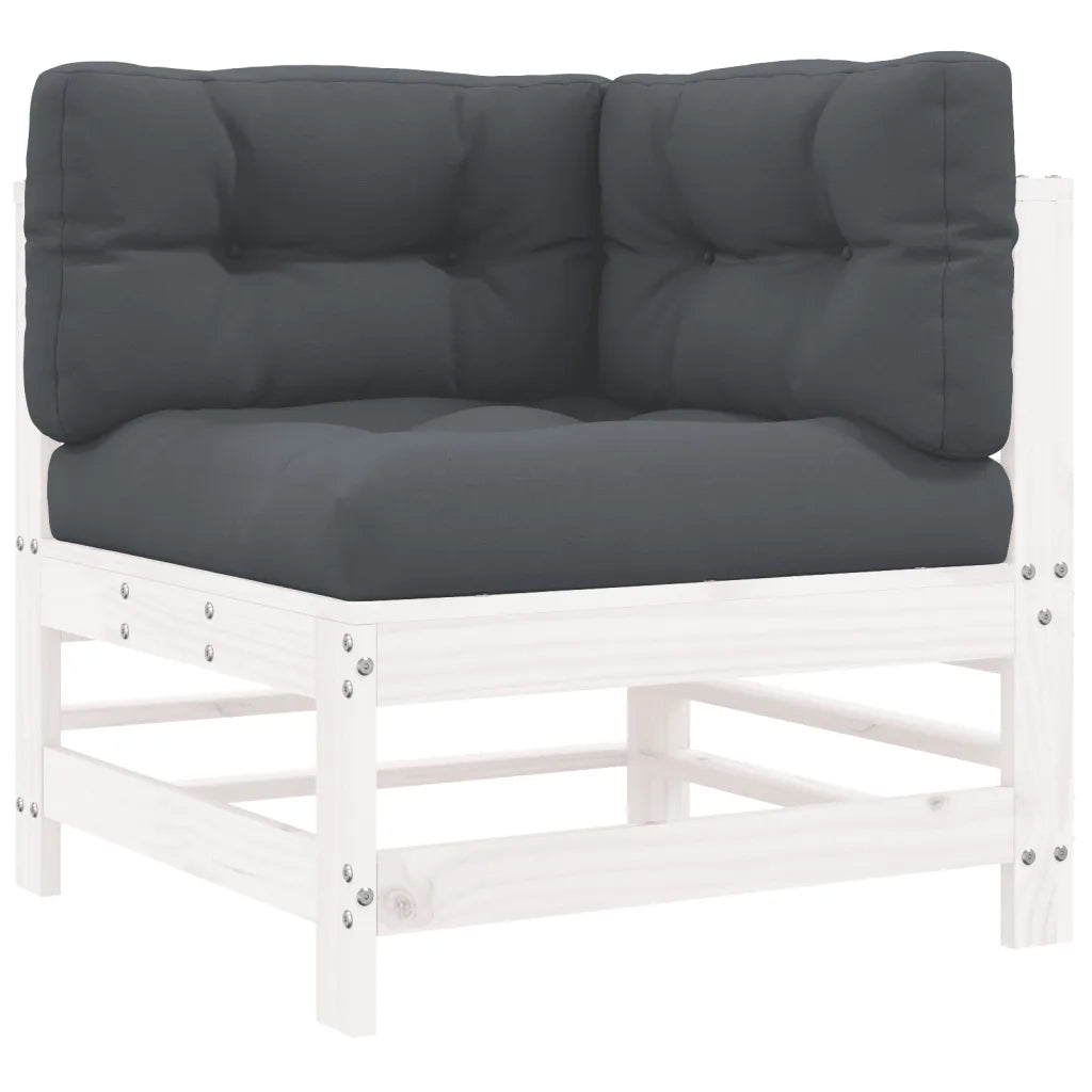 Divano componibile-Divani Angolari con Cuscini 2 pz Legno Massello di Pino Bianco 868790