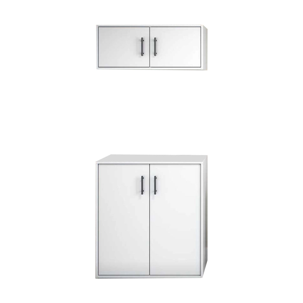 Set Ripostiglio Masino, set Mobili per Lavanderia 2 Vani, Bianco