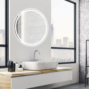 Specchio Bagno con LED, Specchio da Parete IP44 con Luce Regolabile 3000-6000k a 3 Colori, Telaio in Alluminio e Funzione Disappannamento per Paccucchiere e Camerino (Rotondo Ø 60cm)