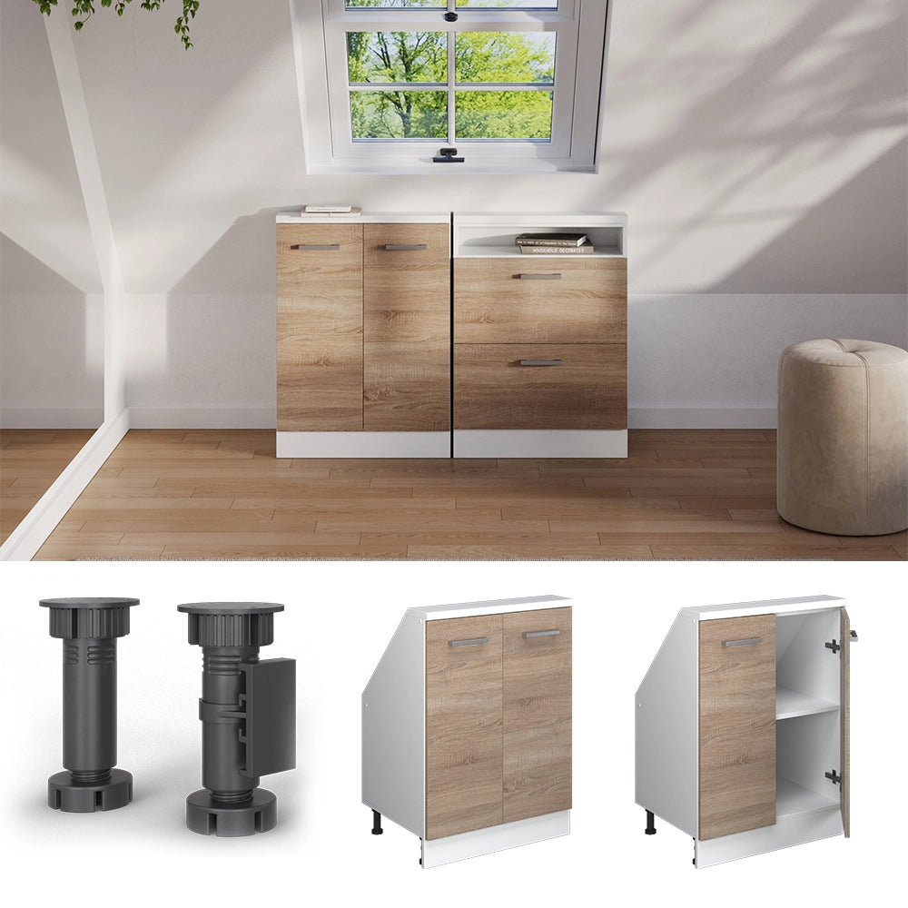 Mobile cucina sottotetto R-Line Sonoma/Bianco 60 cm con 2 porte Vicco