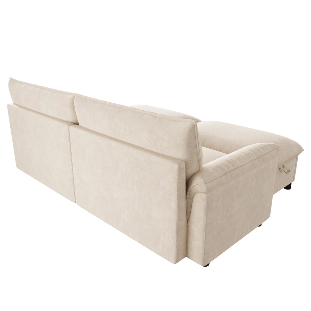 Divano modulare convertibile in letto in chenille Beige 216x77x82 cm