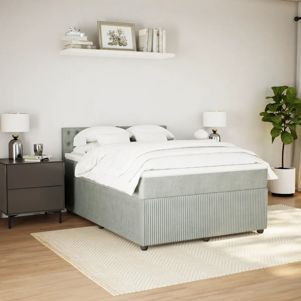 Giroletto a Molle con Materasso Grigio Chiaro 140x190cm Velluto 3287746