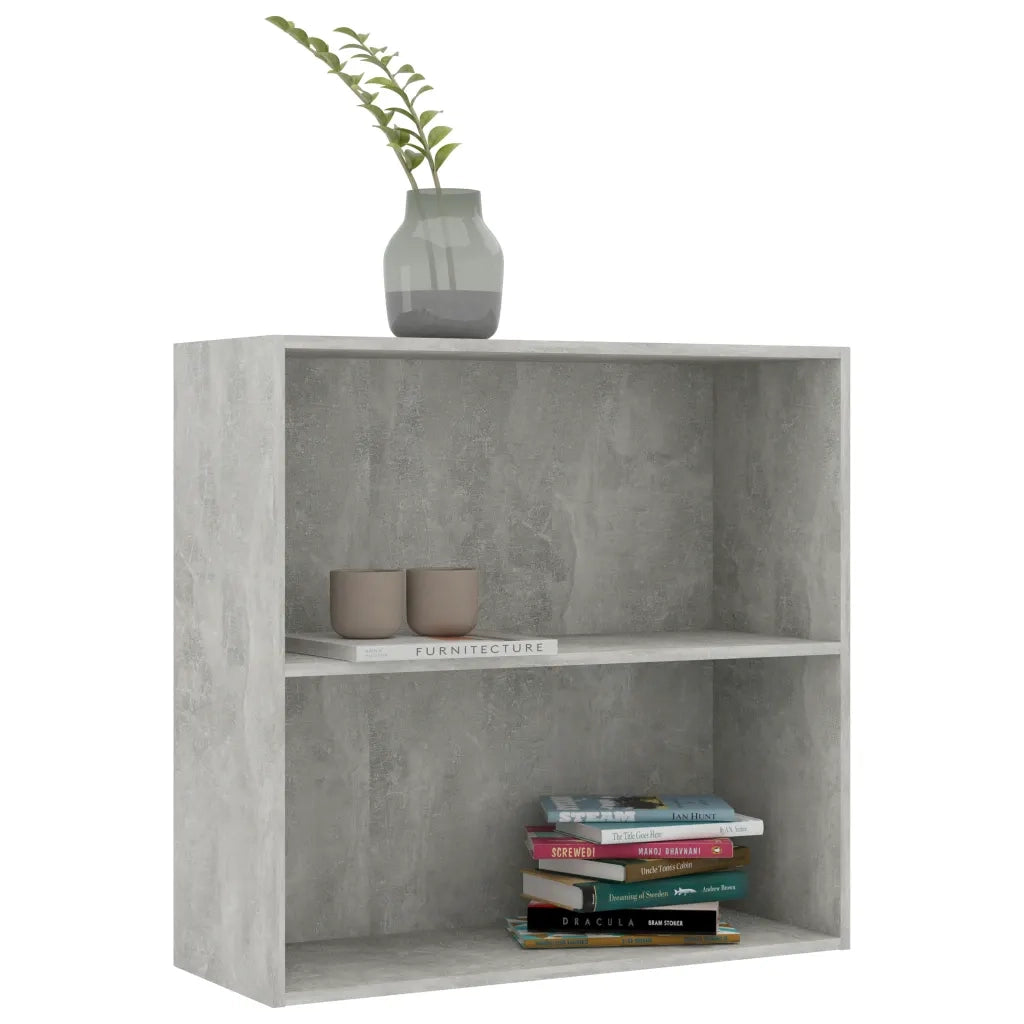 Libreria 2 Ripiani Grigio Cemento 80x30x76,5 Legno Multistrato 801003
