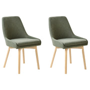 Set di 2 Sedie da Pranzo Gambe in Legno e Tessuto verde scuro Sedile spesso imbottito