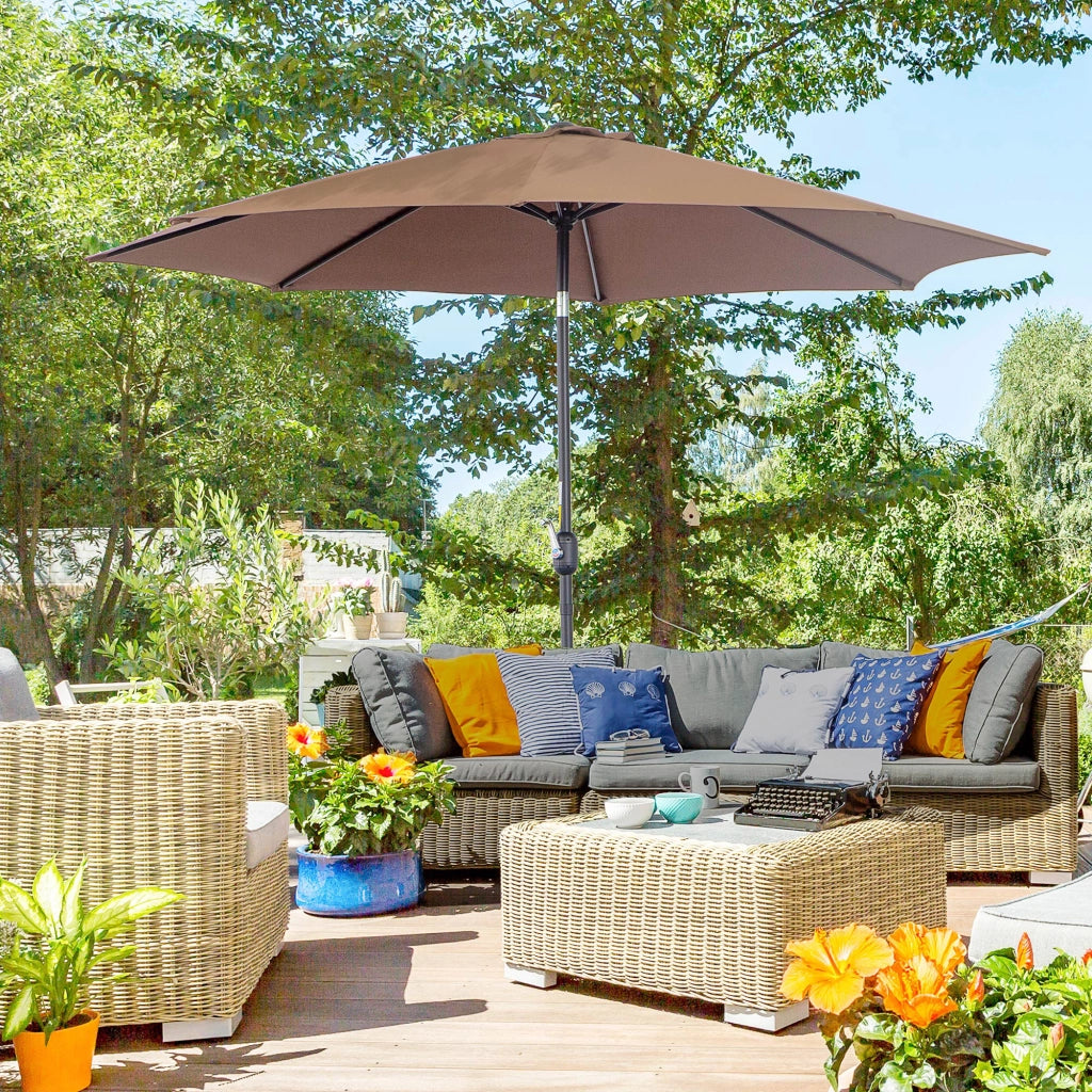 Ombrellone da Giardino Inclinabile 3x2.5 m ¨C zephmum ¨C Metallo e Poliestere, Caff¨¨