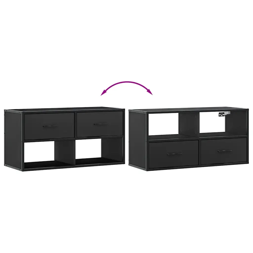 Mobile TV Nero 80x31x39,5 cm in Truciolato e Metallo