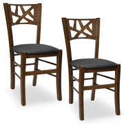 Sedie sala pranzo Sissy in legno noce scuro seduta imbottita antracite set da 2