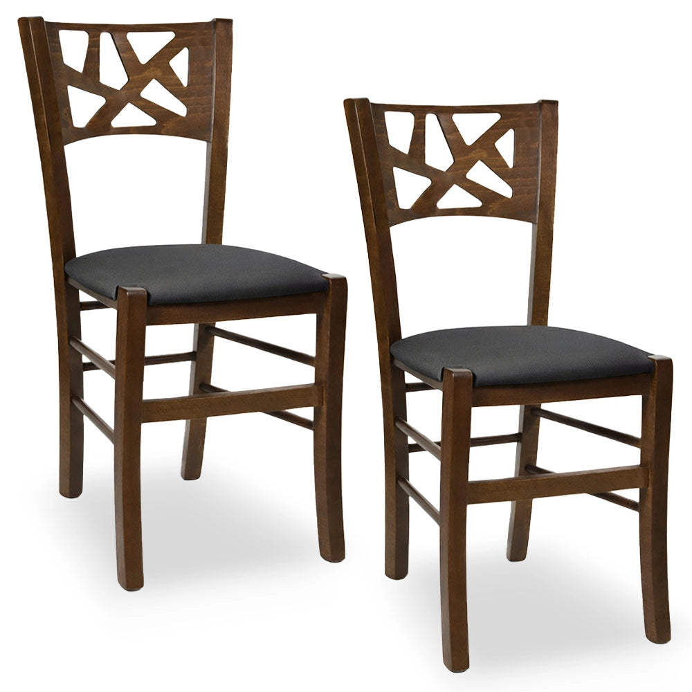Sedie sala pranzo Sissy in legno noce scuro seduta imbottita antracite set da 2