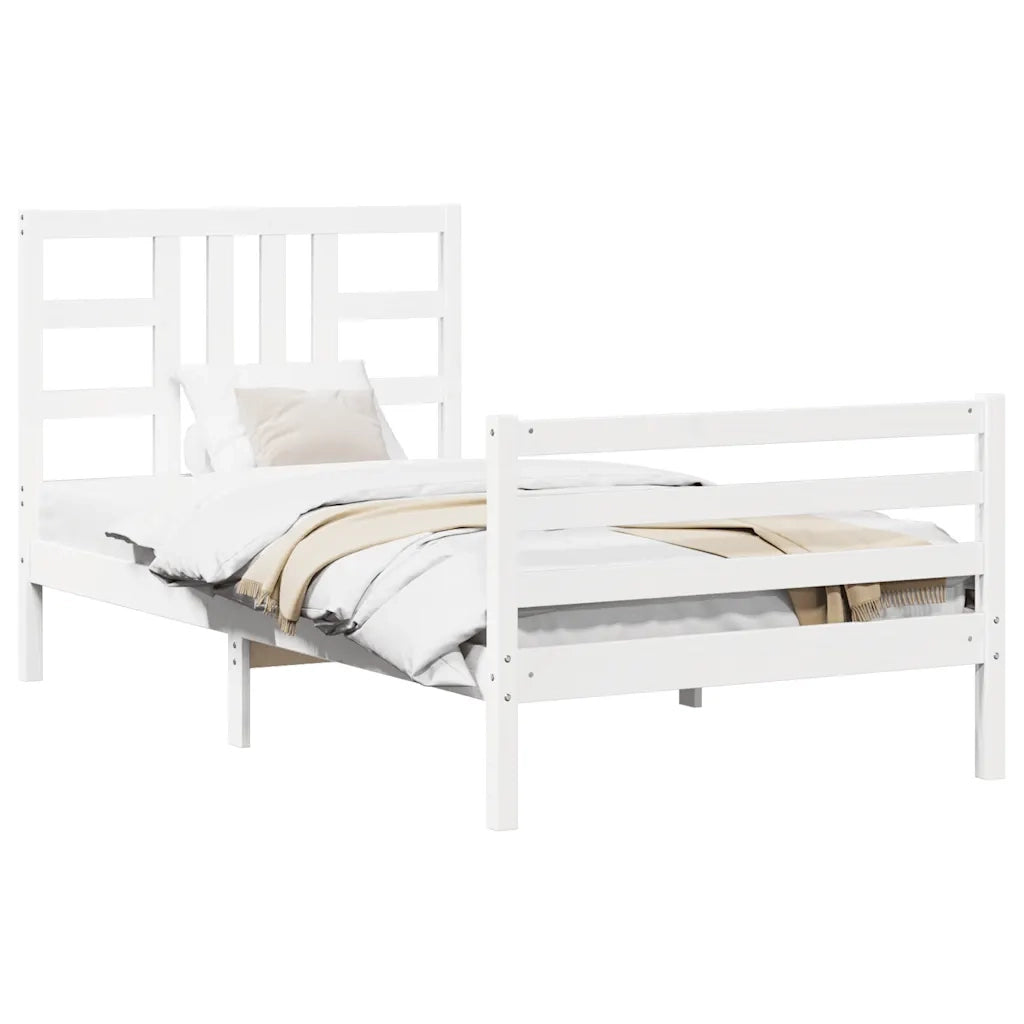 Giroletto con Testiera Bianco 100x200 cm in Legno Massellocod mxl 69727