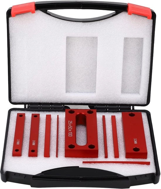 Blocco di misurazione di altezza 9 pezzi - Aluminio - Lavorazione del legno - Accessori per sega a tavola - Precisio - Resistente alla corrosione - Blocco di regolazione