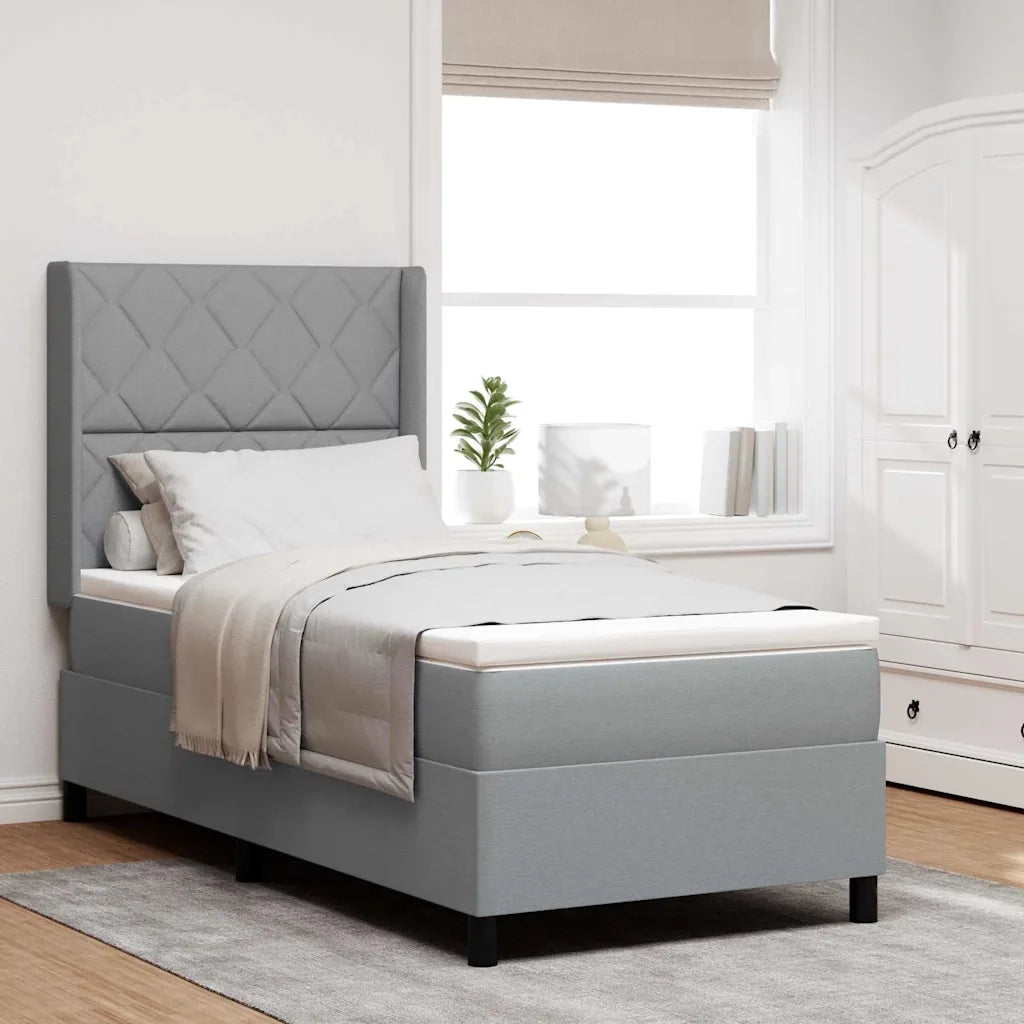 Letto a Sorgente LED Grigio chiaro 90 x 200 cm Tessuto 3343546