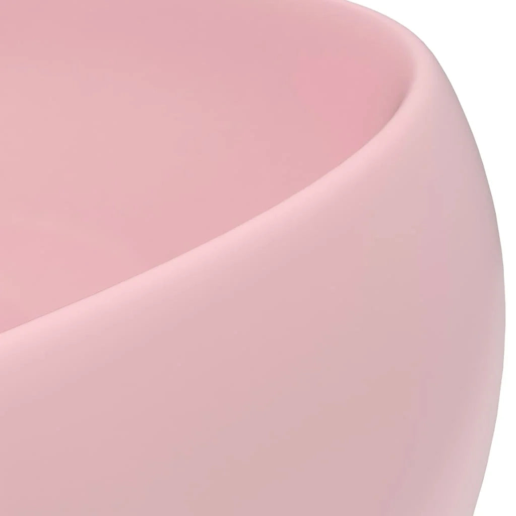 Lavabo da appoggio rotondo di lusso lavabo da bagno lavello da cucina guardaroba arredamento per la casa 40 cm ceramica rosa opaca 02_0002741